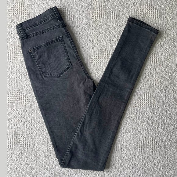 Grey Cotton Skinny High Yoga Jeans, TALL 28 - Picture 1 of 2